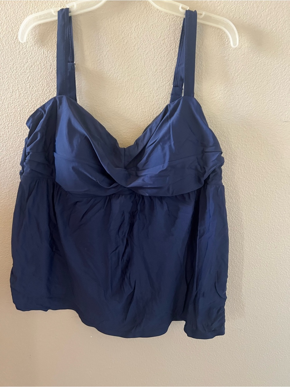 Source Unknown Deep Navy One-Piece Swim Tank with Draped Bust